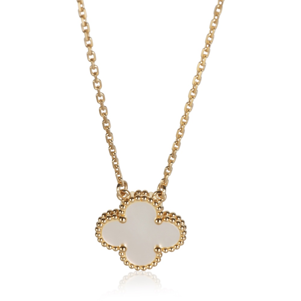 Van Cleef & Arpels Yellow Gold Mother Of Pearl Vintage Alhambra Pendant